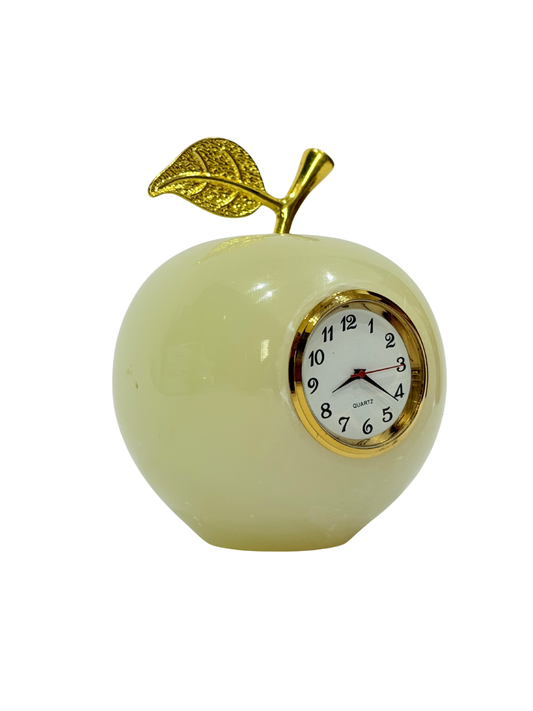 Golden Leaf Marble Apple Clock