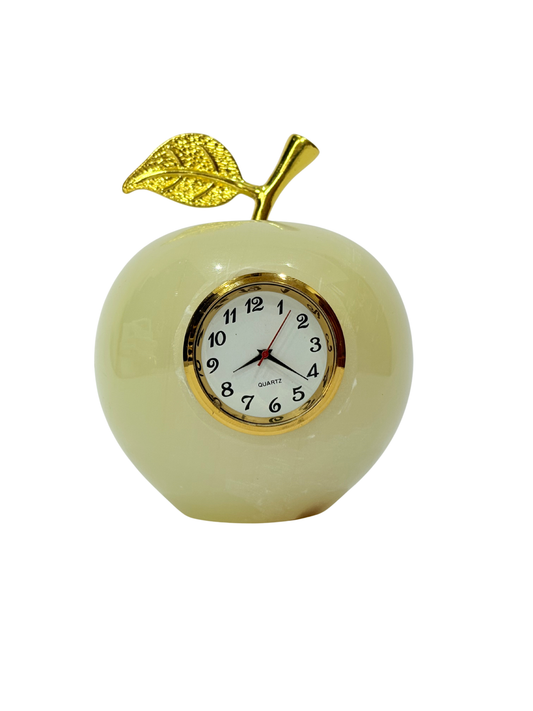 Golden Leaf Marble Apple Clock