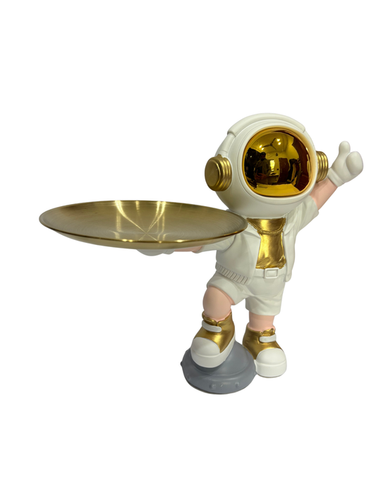 White Astronaut Candle Holder