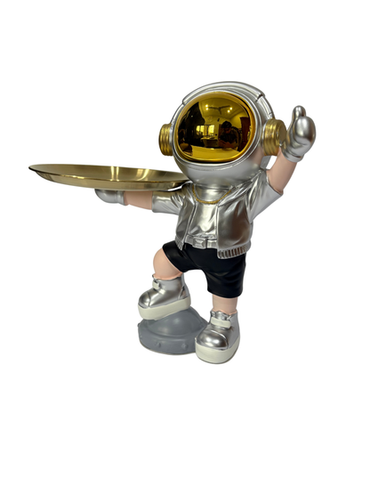 Silver Astronaut Candle Holder